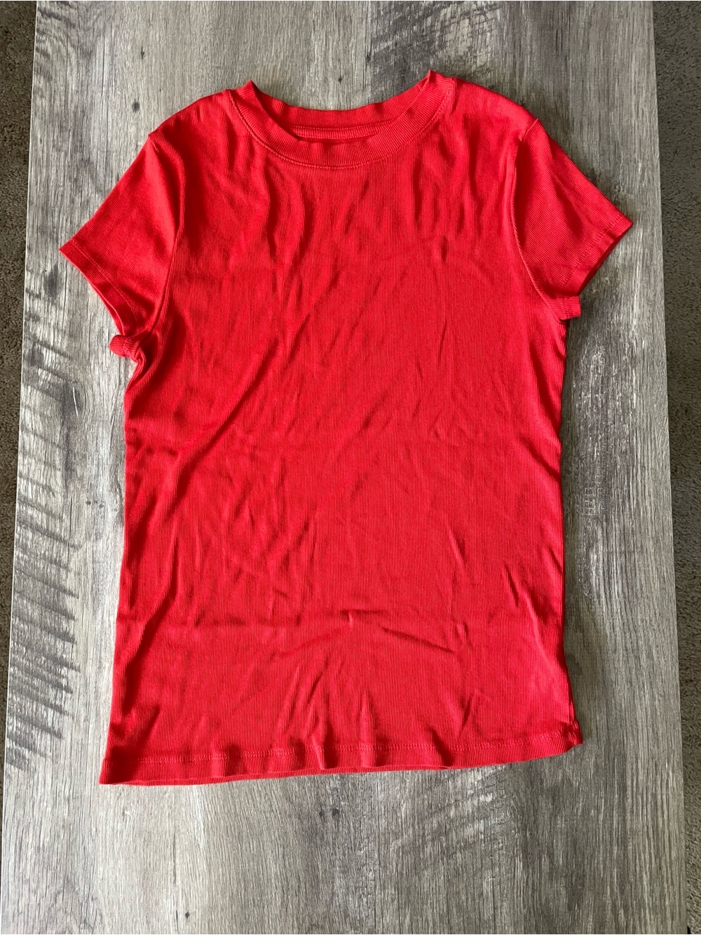 a new day Red Short Sleeve Crewneck Tee